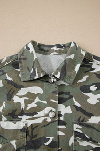 KaleaBoutique Stylish Camo Chest Pockets Loose Jean Jacket - KaleaBoutique.com