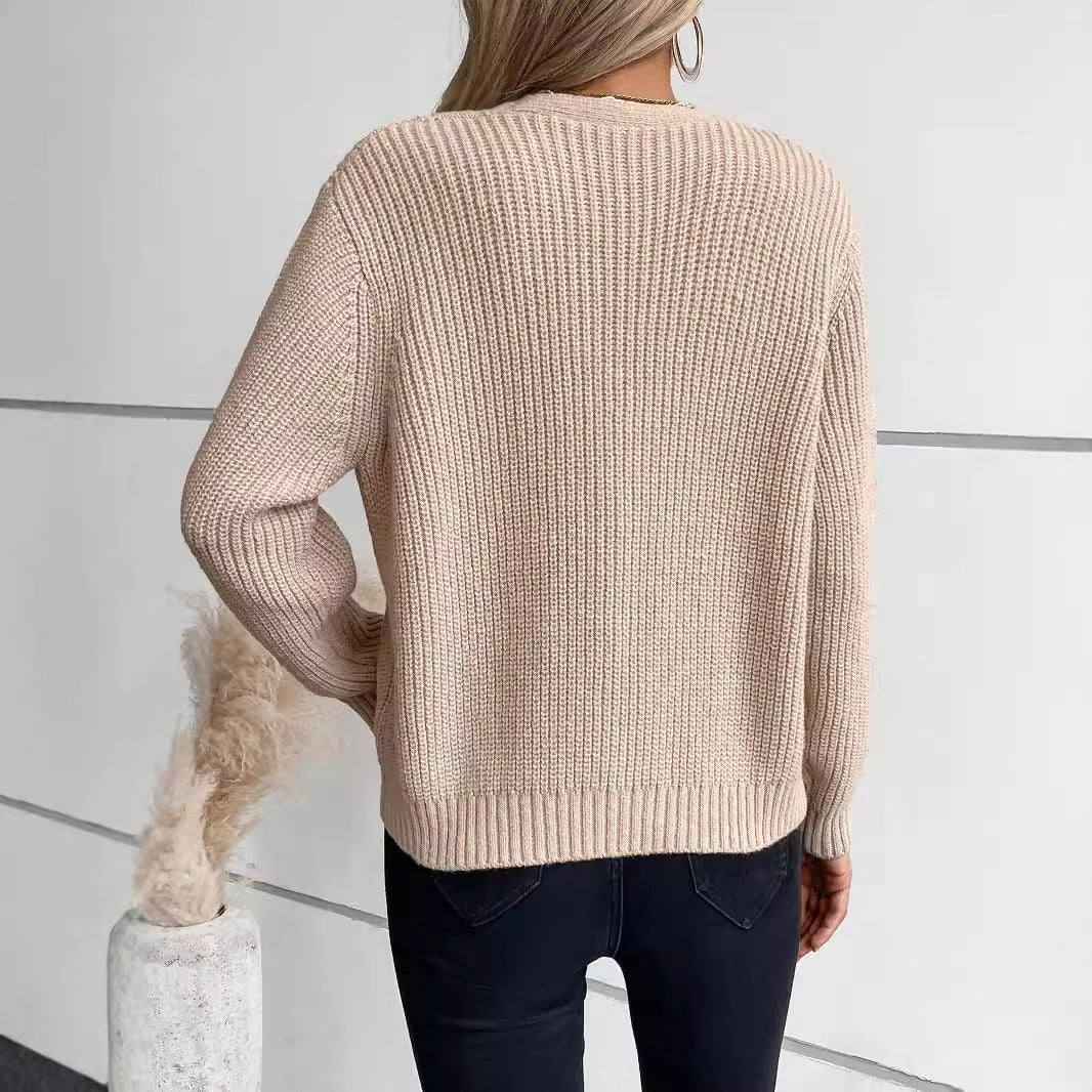 Women's Cable-Knit V-Neck Button-Front Cardigan - KaleaBoutique.com
