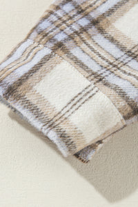 KaleaBoutique White Plaid Print Tunic Plus Size Shacket with Slits - KaleaBoutique.com