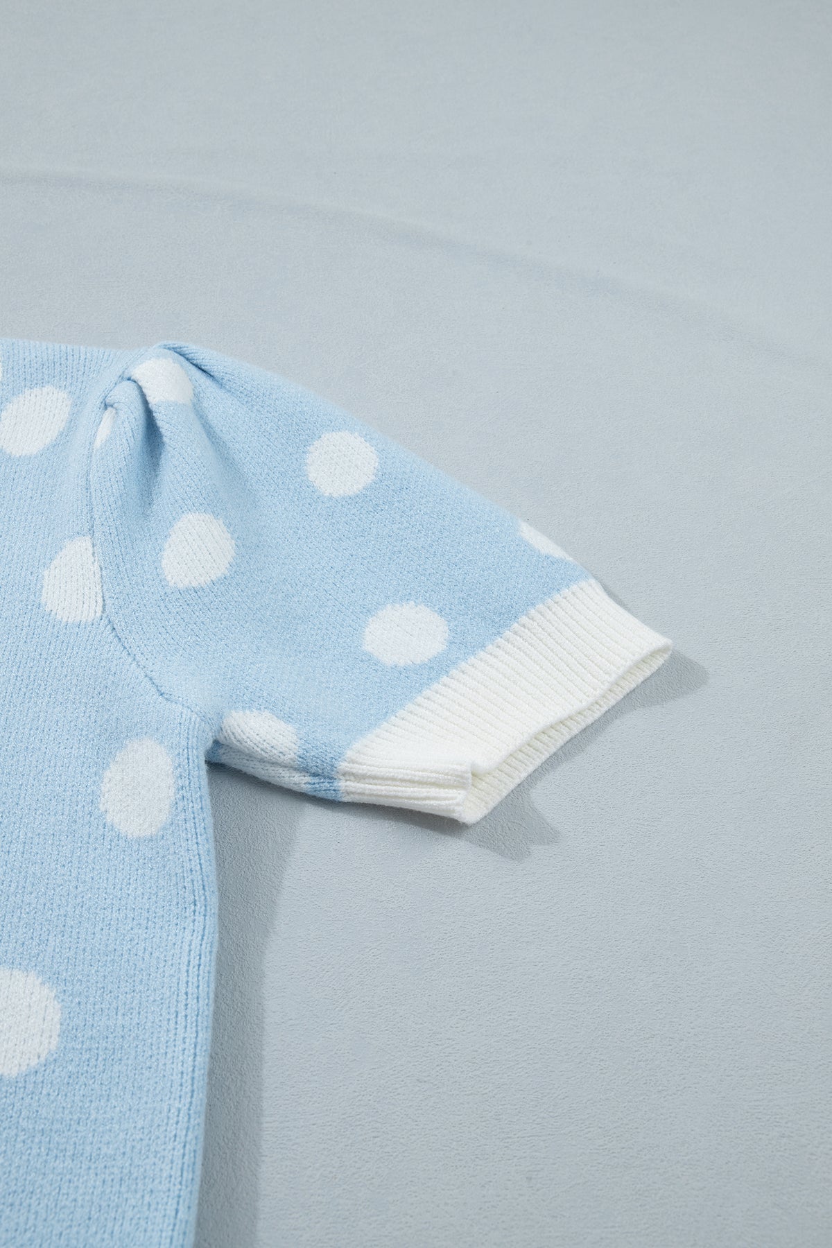 KaleaBoutique Comfortable Polka Dot Puff Short Sleeve Sweater Top - KaleaBoutique.com