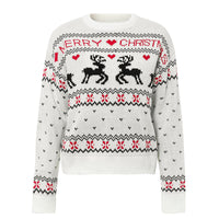 Women's Reindeer and Hearts Christmas Pullover Sweater - KaleaBoutique.com