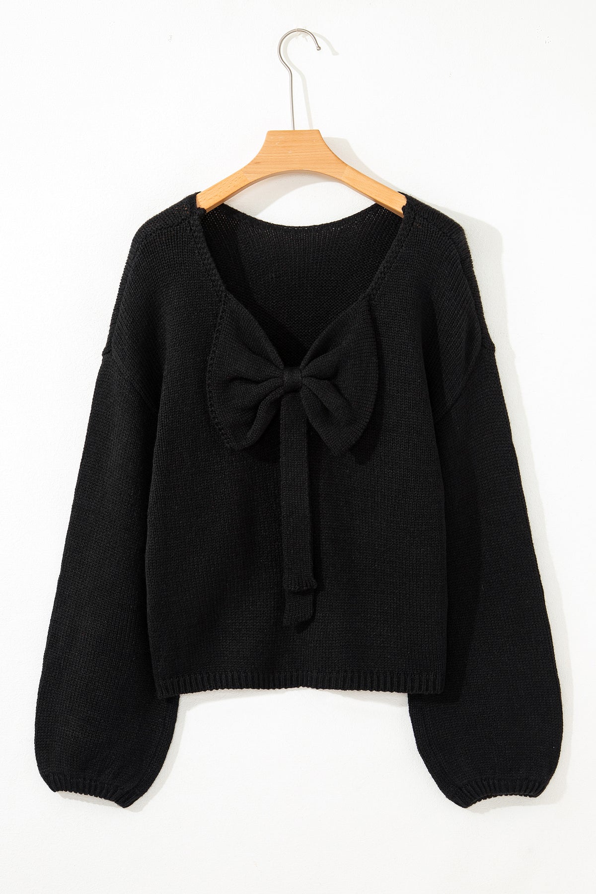 Bow Backless Bubble Sleeve Sweater - KaleaBoutique.com