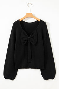 Bow Backless Bubble Sleeve Sweater - KaleaBoutique.com