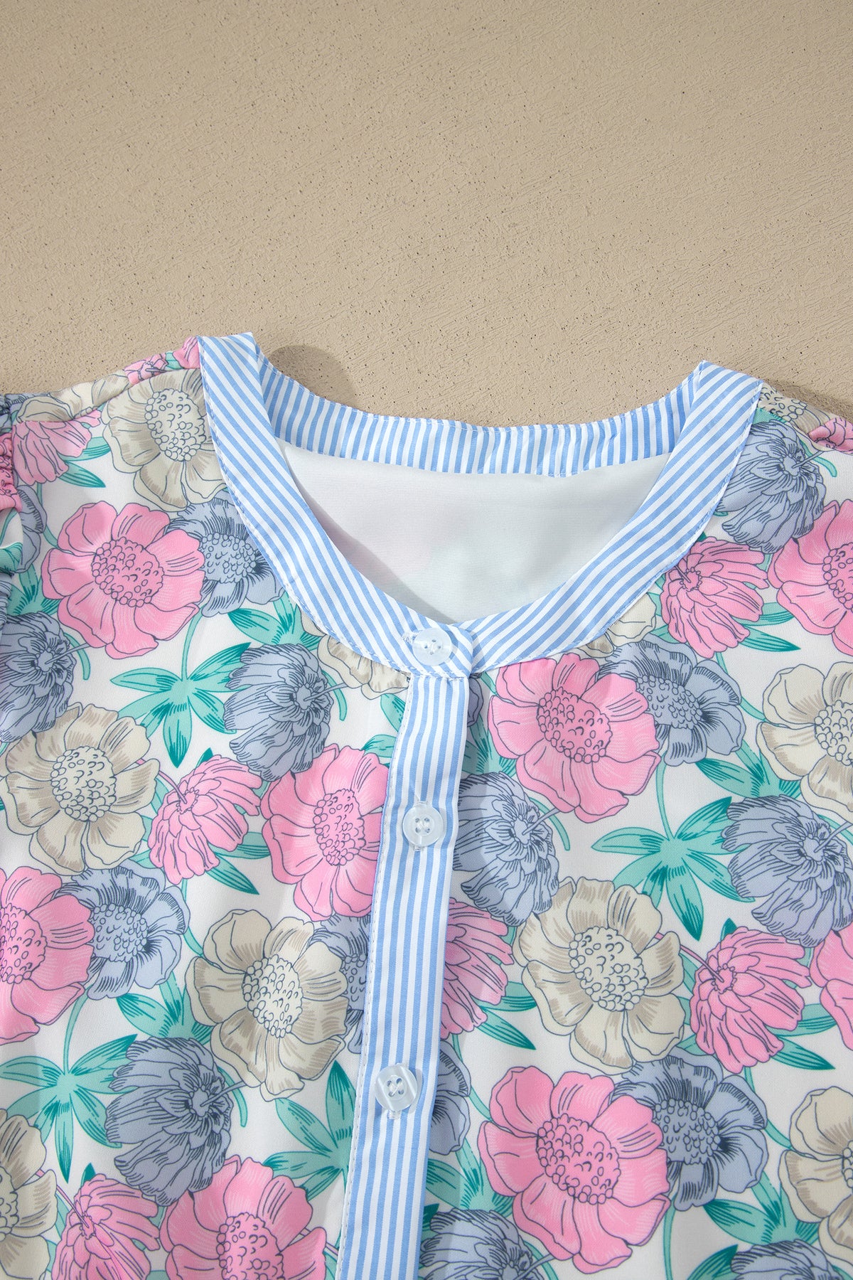 KaleaBoutique Stylish Floral Print Striped Contrast Trim Belted Short Dress - KaleaBoutique.com
