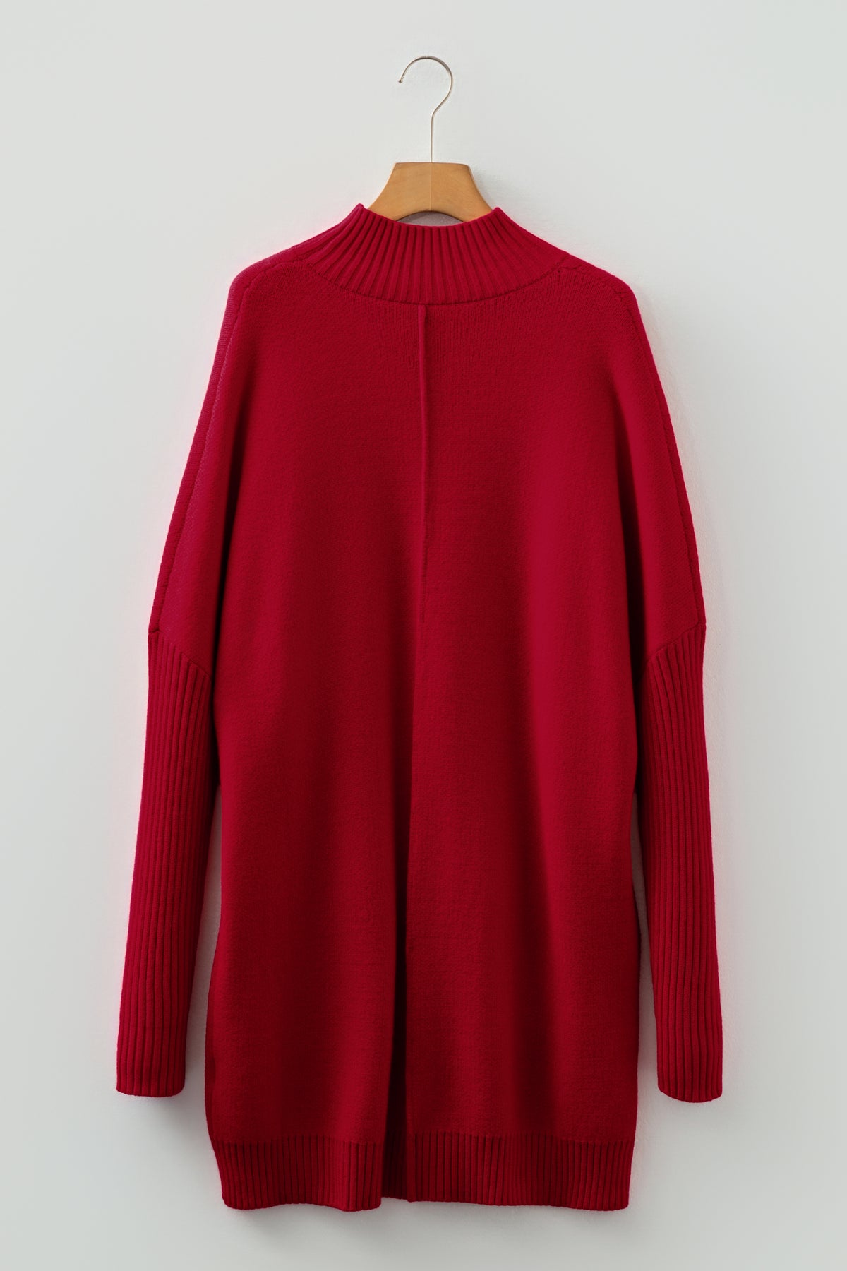 KaleaBoutique Stylish Ribbed High Neck Front Pockets Center Seam Shift Sweater Dress - KaleaBoutique.com