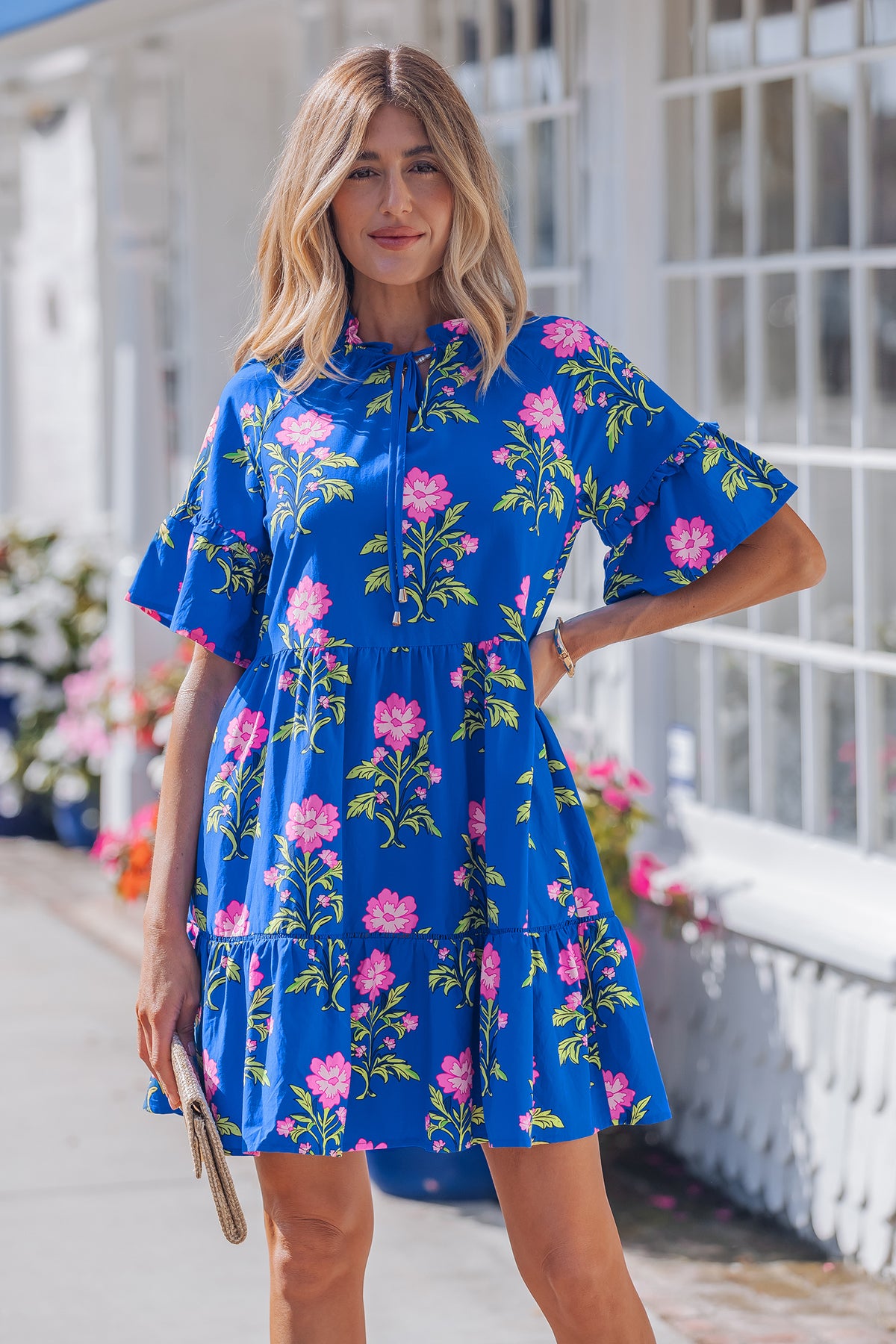 KaleaBoutique Comfortable V Neck Short Sleeve Loose Flower Dress - KaleaBoutique.com