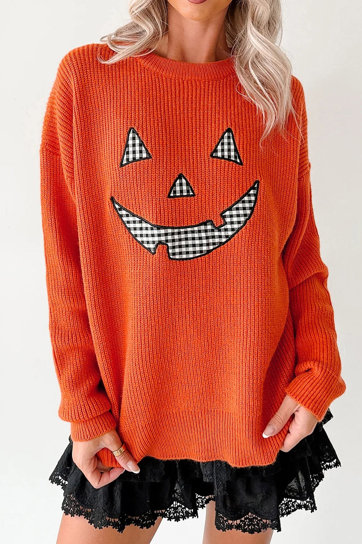 Drop Shoulder Long Sleeve Round Neck Halloween Sweater - KaleaBoutique.com
