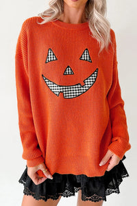 Drop Shoulder Long Sleeve Round Neck Halloween Sweater - KaleaBoutique.com