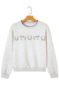 KaleaBoutique Stylish Western Print Embroidered Casual Sweatshirt - KaleaBoutique.com