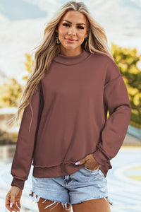 KaleaBoutique Stylish Oversize Drop Shoulder Reversible Mock Neck Sweatshirt - KaleaBoutique.com