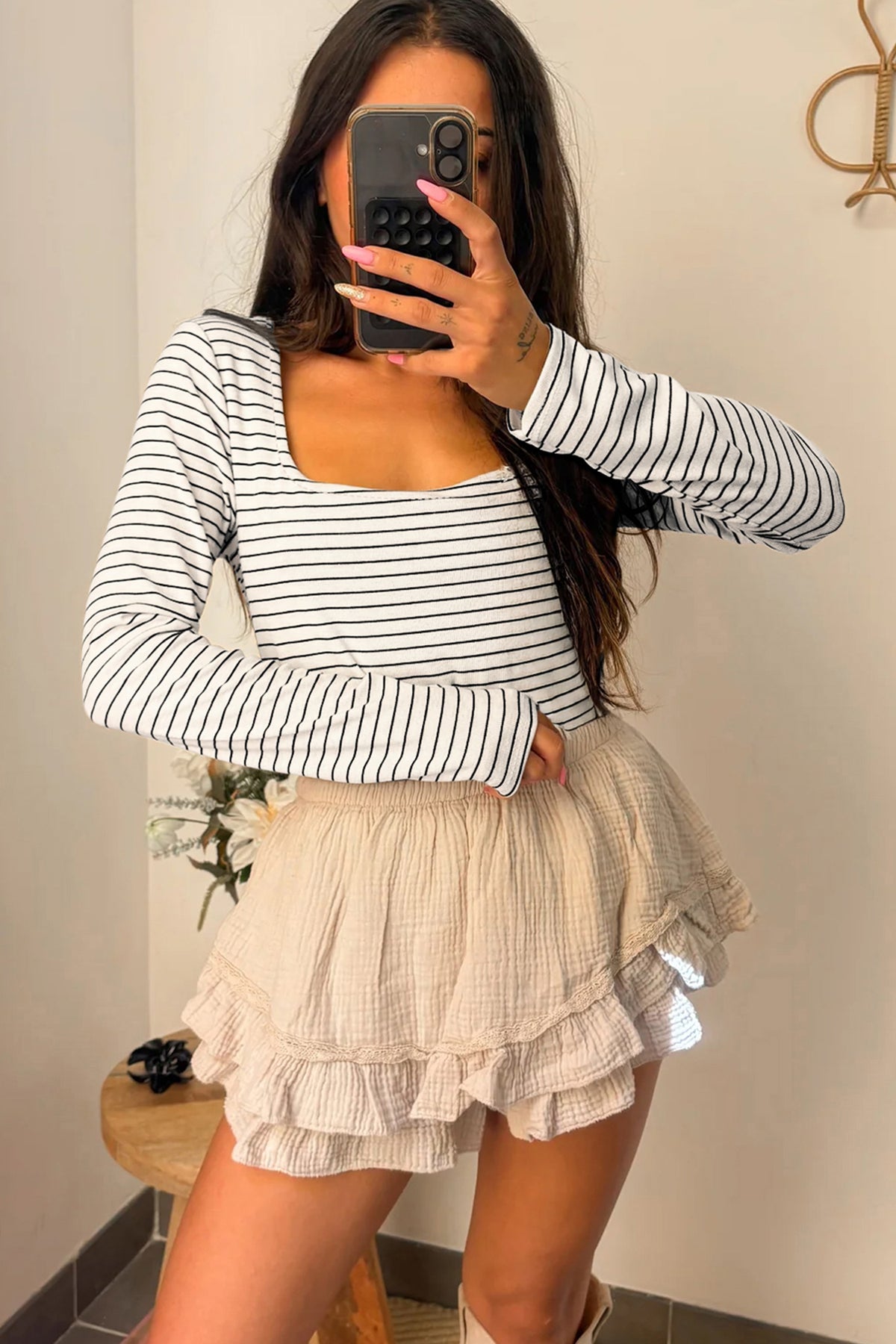 KaleaBoutique Classic Stylish Square Neck Long Sleeve Top - KaleaBoutique.com