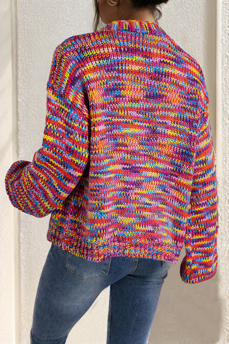 KaleaBoutique Stylish Confetti Drop Shoulder Open Front Cardigan - KaleaBoutique.com