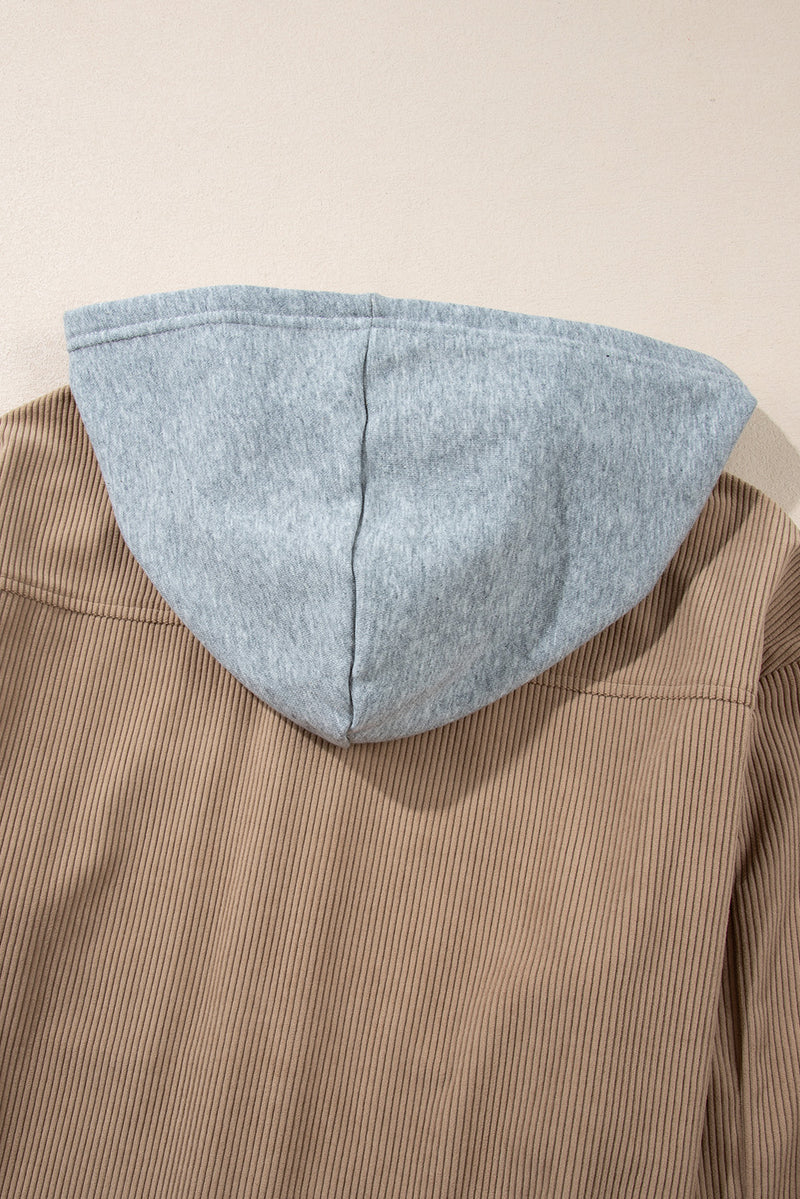 KaleaBoutique Hooded Drawstring Pockets Corduroy Shacket - KaleaBoutique.com