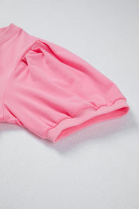 Solid Color V Neck Short Puff Sleeve Blouse - KaleaBoutique.com