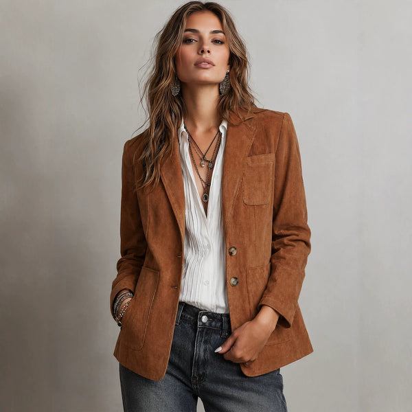 KaleaBoutique Women's Suede-Look Longline Blazer - KaleaBoutique.com