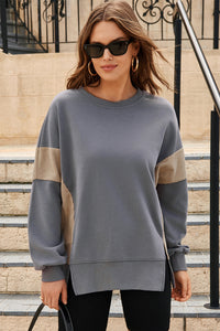 Corduroy Patched Side Slit Sweatshirt - KaleaBoutique.com