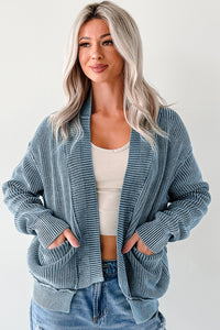 KaleaBoutique Stylish Mineral Wash Exposed Seam Patchwork Knit Open Sweater Cardigan - KaleaBoutique.com