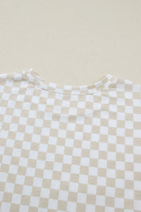 KaleaBoutique Comfortable Checkered Print Half Sleeve Tee 2pcs Lounge Pant Set - KaleaBoutique.com