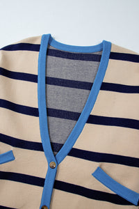 Colorblock Drop Shoulder Buttoned Loose Cardigan - KaleaBoutique.com