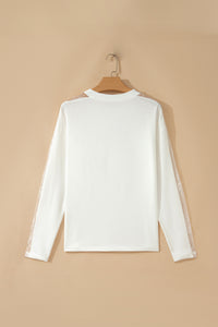 KaleaBoutique Stylish Lace Patchwork Round Neck Long Sleeve Top - KaleaBoutique.com
