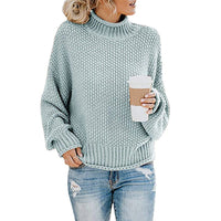 Solid Turtleneck Pullover Sweater Winter Fashion Casual Knitted Long-Sleeved Top Women's Clothing - KaleaBoutique.com