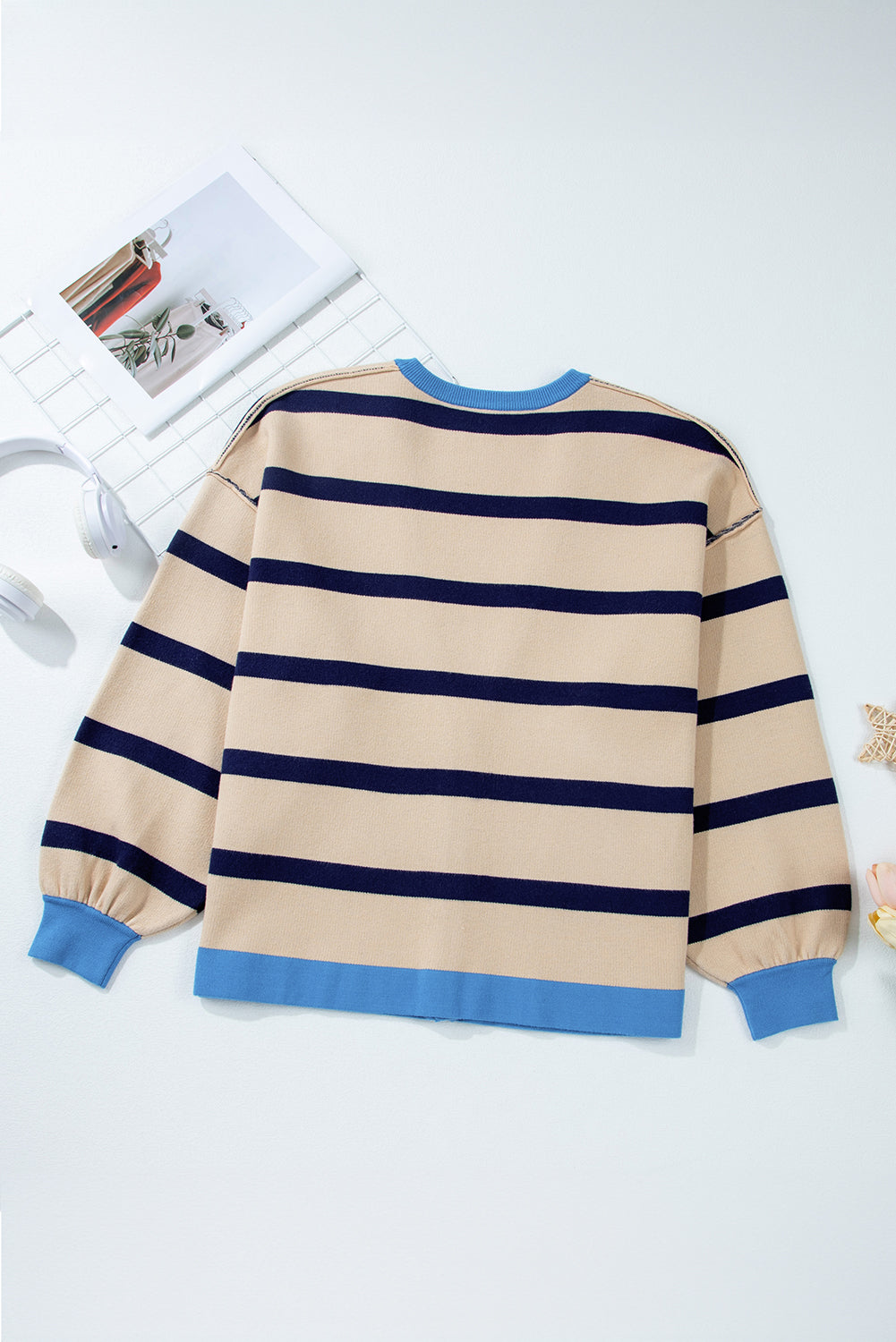 Colorblock Drop Shoulder Buttoned Loose Cardigan - KaleaBoutique.com