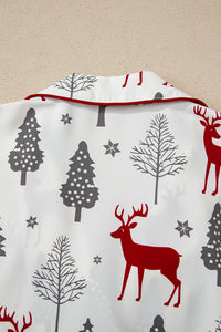 KaleaBoutique Comfortable Christmas Fashion Print Velvet Trim Bow Knot Pajama 2pcs Short Set - KaleaBoutique.com
