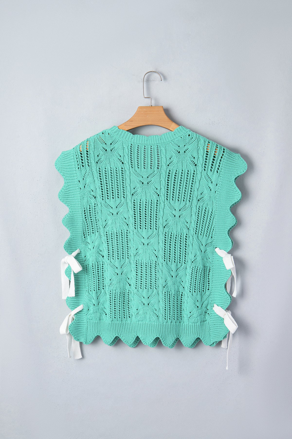 KaleaBoutique Stylish Pointelle Knit Patterned Scalloped Trim Short Sleeve Sweater - KaleaBoutique.com