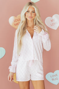 KaleaBoutique Stylish Bow Lattice Print Bow Ties 2pcs Pajama Set - KaleaBoutique.com