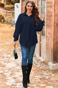 Cable Texture Puff Sleeve Loose Shacket - KaleaBoutique.com