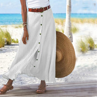 Women's Fashion Cotton Linen A-Line Hip Mid Waist Long Skirt - KaleaBoutique.com