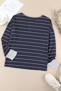 KaleaBoutique Stylish Striped Buttoned Henley Waffle Knit Top - KaleaBoutique.com