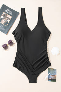 Solid Color U Neck Padded Plus Size One Piece Swimsuit - KaleaBoutique.com