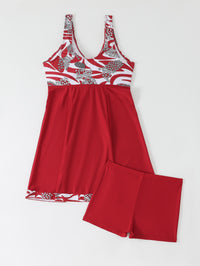 Women's Tie-Front Skirted Tankini Set with Swim Shorts - KaleaBoutique.com