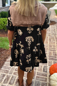 KaleaBoutique Comfortable Frilled V Neck Puff Short Sleeve Floral Mini Dress - KaleaBoutique.com