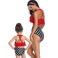 Women's and Girls' Matching Ruffle-Halter High-Waisted Bikini Sets - KaleaBoutique.com