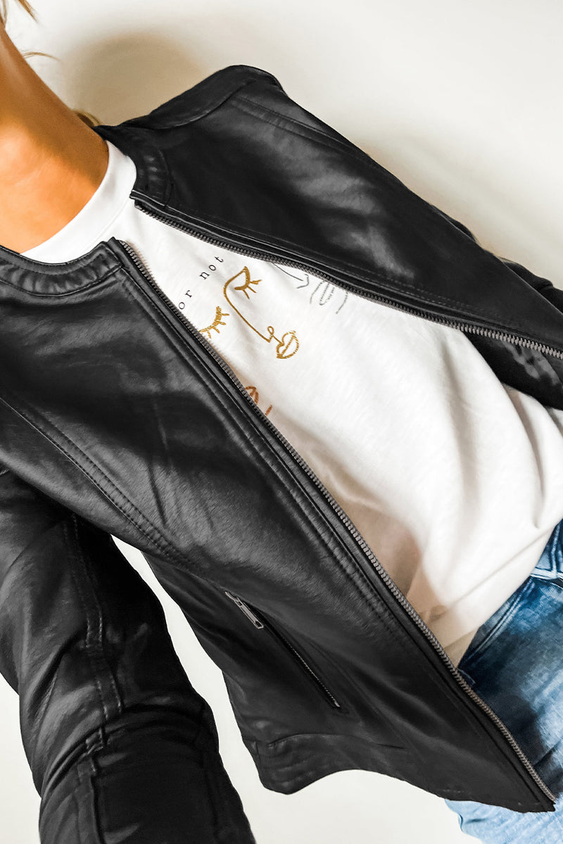 KaleaBoutique Solid Faux Leather Zipper Slim Fit Bomber Jacket - KaleaBoutique.com
