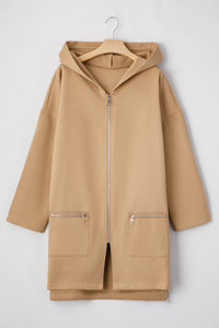 KaleaBoutique Comfortable Solid Color Casual Zip up Hooded Coat - KaleaBoutique.com
