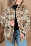 KaleaBoutique Aztec Geometric Print Pockets Plus Size Jacket - KaleaBoutique.com