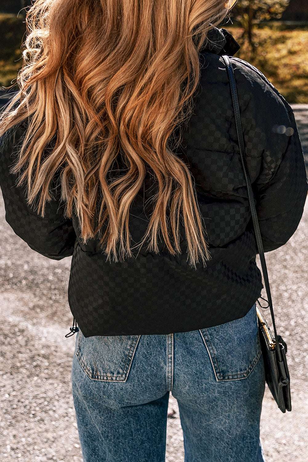 KaleaBoutique Checkerboard Full Zipper Puffer Jacket - KaleaBoutique.com