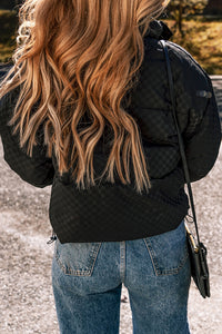 KaleaBoutique Checkerboard Full Zipper Puffer Jacket - KaleaBoutique.com