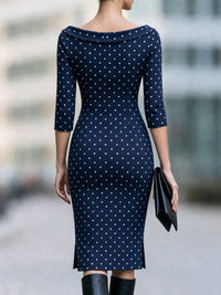 Women's Polka-Dot Three-Quarter-Sleeve Sheath Dress - KaleaBoutique.com