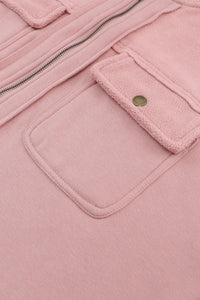 Flap Pocket Drawstring Hood Zip Up Jacket - KaleaBoutique.com