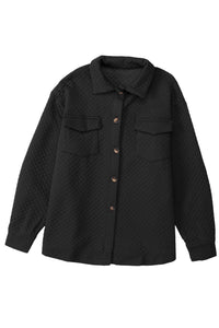 Retro Quilted Flap Pocket Button Shacket - KaleaBoutique.com