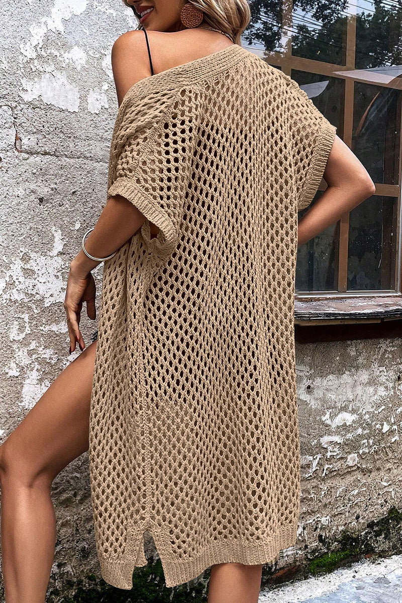 Batwing Sleeve Pointelle Knit Open Front Cardigan - KaleaBoutique.com