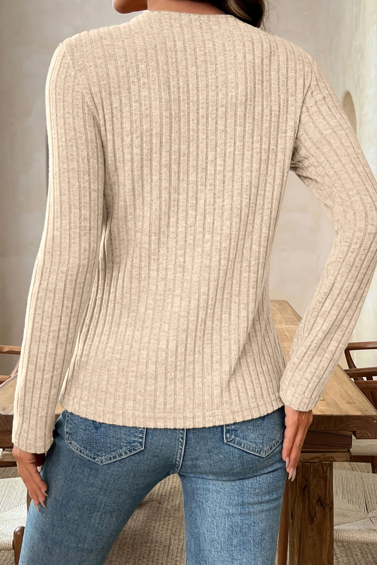 KaleaBoutique Stylish Solid Color Ribbed Knit Cowl Neck Long Sleeve Top - KaleaBoutique.com