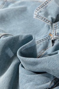 Draw-cord Hem Light Wash Denim Jacket - KaleaBoutique.com