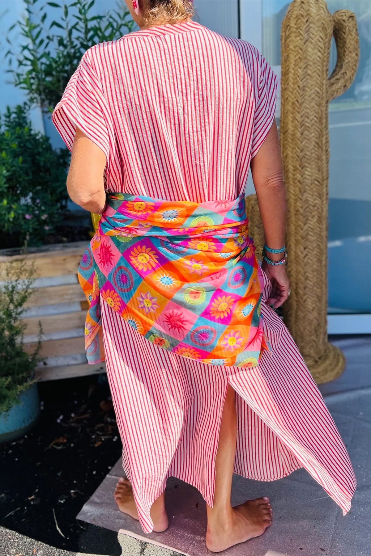KaleaBoutique Stylish Frilled Detail Half Buttons Short Sleeve Long Dress - KaleaBoutique.com