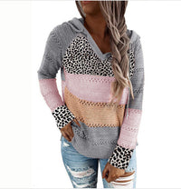 Women's Striped Loose V-neck Hooded Long-sleeve Sweater - KaleaBoutique.com