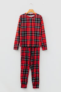 KaleaBoutique Stylish Festive Plaid Print Round Neck Long Sleeve and Pants 2 Piece Lounge Set - KaleaBoutique.com